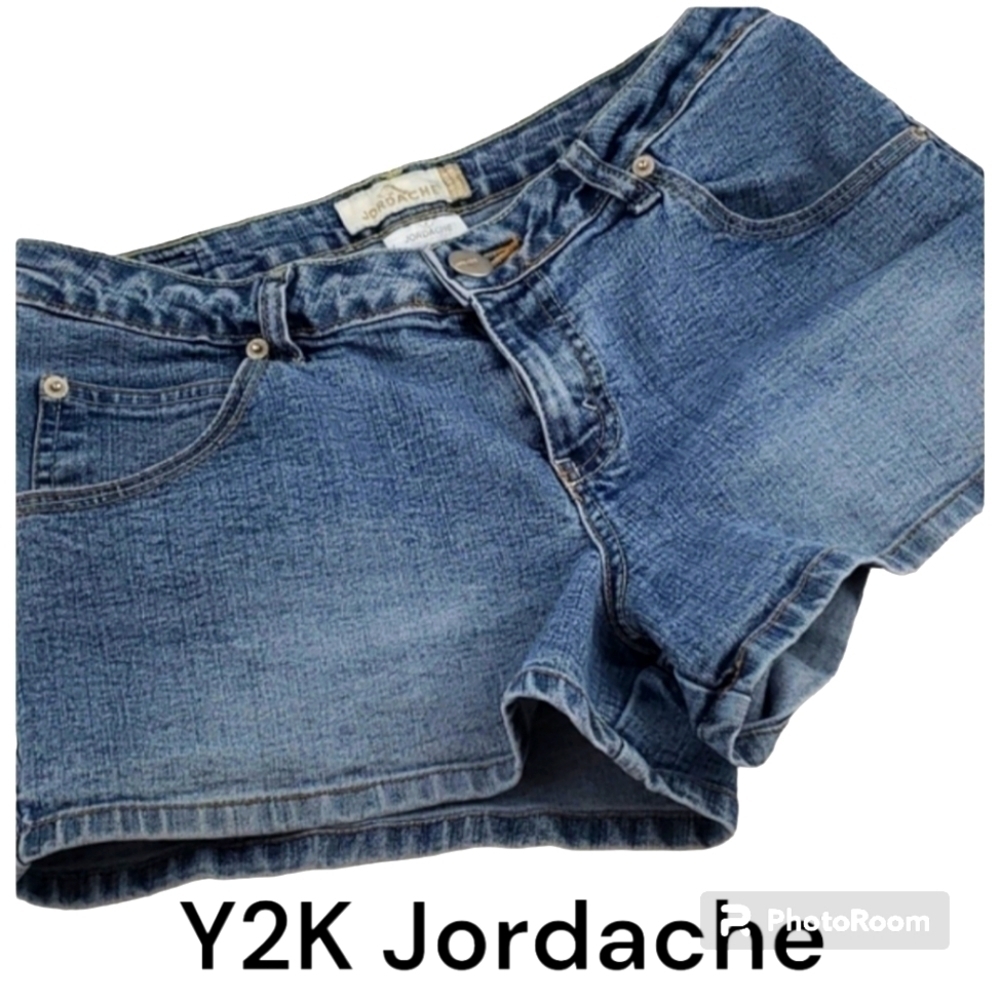 Vintage Y2K Jordache Lo Rise Stretch Denim Shorts 11/12 Carpenter Pocket VGUC